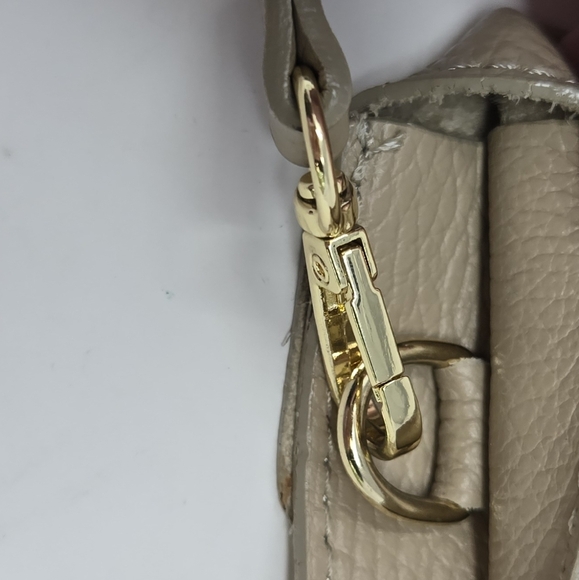 ISADORA LEATHER SMALL CROSSBODY PURSE MINI BAG TRAVEL TAUPE TAN WOMEN ITALY - Picture 8 of 14